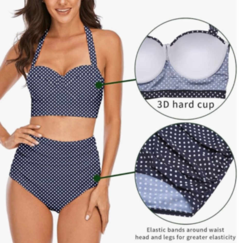 Swimsuit for Women High Waisted Tummy Control 2Piece Bikini Bathing Suits NWT L